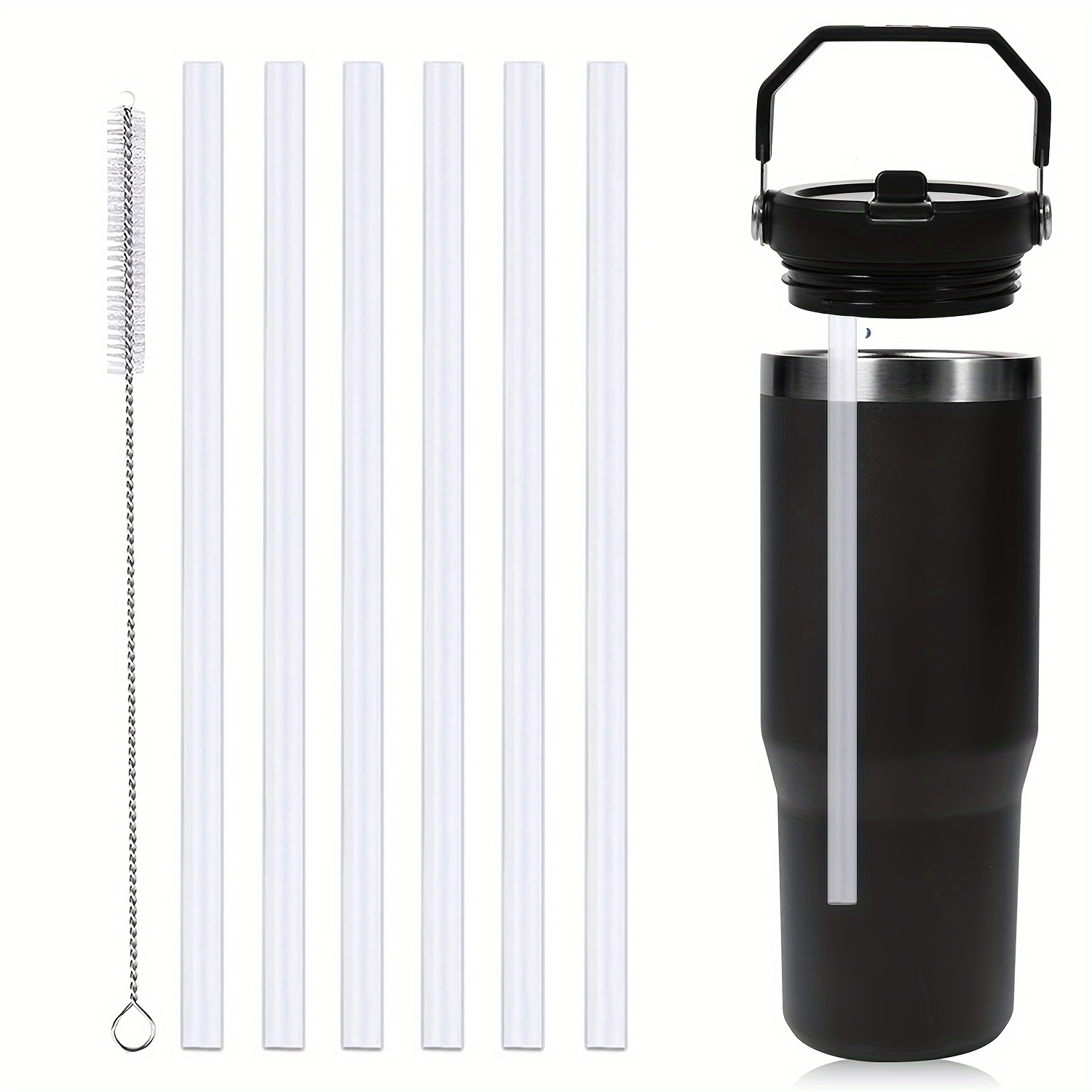  Replacement Straws for IceFlow Stainless Steel Tumbler, 8 Pack  Reusable Straws Plastic Straws with Cleaning Brush Compatible with Stanley  IceFlow 30oz Tumbler Stanley Flip Straw Tumbler : Tools & Home Improvement