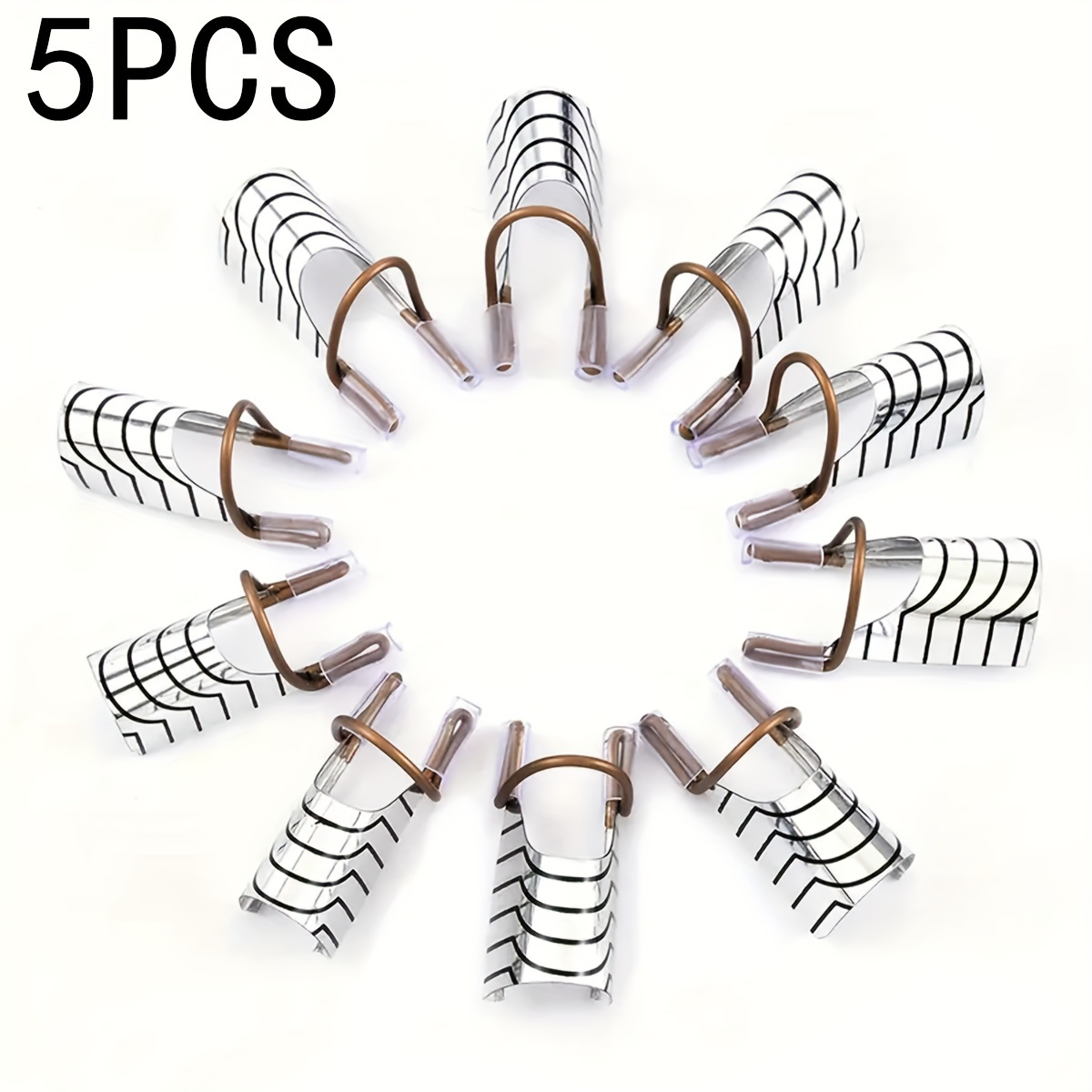 

5pcs Aluminum Nail Extension Form Guide, Reusable Nail Art Extension Sticker Builder Form Guide Stencil, Manicure Tools