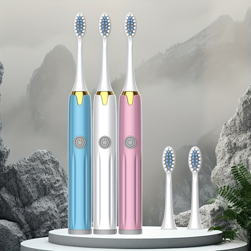 

5-mode For Smart Electric Toothbrush For Couples - Soft Nylon Bristles, Long Battery Life, Waterproof, Includes 3 Brush Heads - Ideal For Home & Travel, Perfect Gift Electric Toothbrush Set