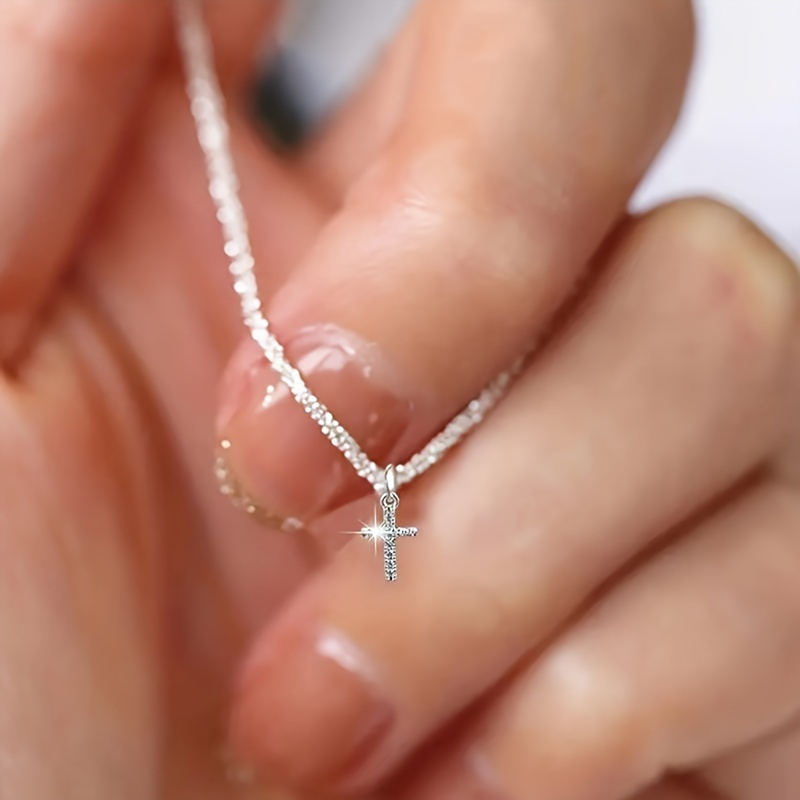 

Cool Cross Pendant Necklace, Cute Party Jewelry, Christmas Halloween Gift, New Year's Gift, Valentine's Day Gift For Women Mom Family