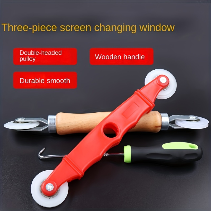 

Complete Screen Window Installation Kit - Includes Replacement Tools, Tension Wheels With Wood/plastic Handles, Wire Mesh & Rubber Seal Fasteners