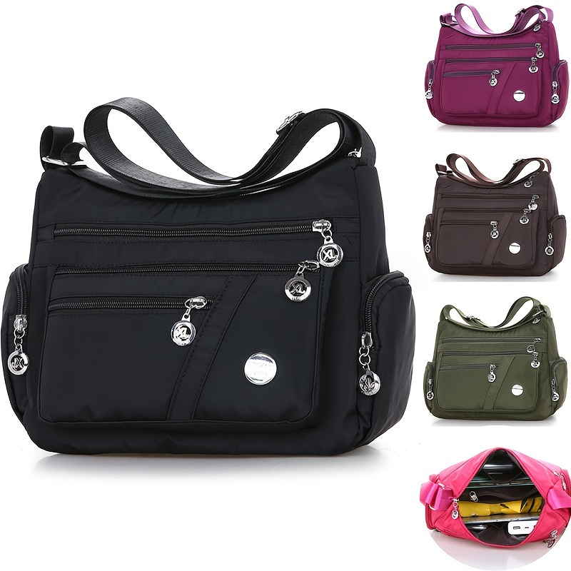 

Minimalist Multi Zipper Layer Shoulder Bag, Solid Color Hobo Crossbody Bag, Casual All-match Messenger Bag For Shopping