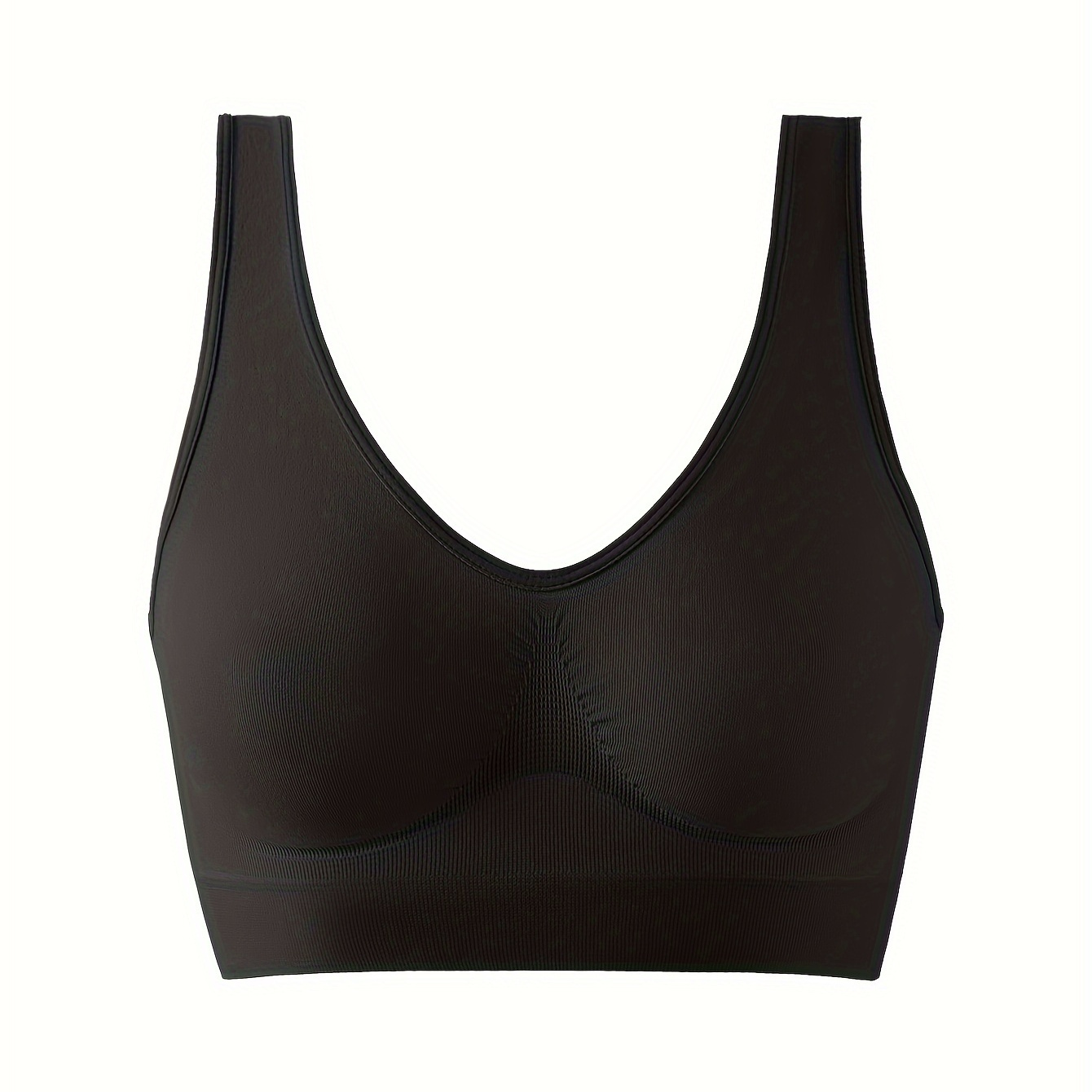 

Solid Seamless Full Coverage Wireless Tank Bra, Simple Comfy Push Up Bra, Women's Lingerie & Underwear