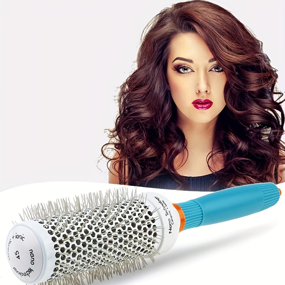 

Professional Ceramic Styling Hair Brush - Nylon Bristle Round Comb For Normal Hair Type, Sculpt & Volume Series, Aluminum Barrel Roller Hairbrush For Curling