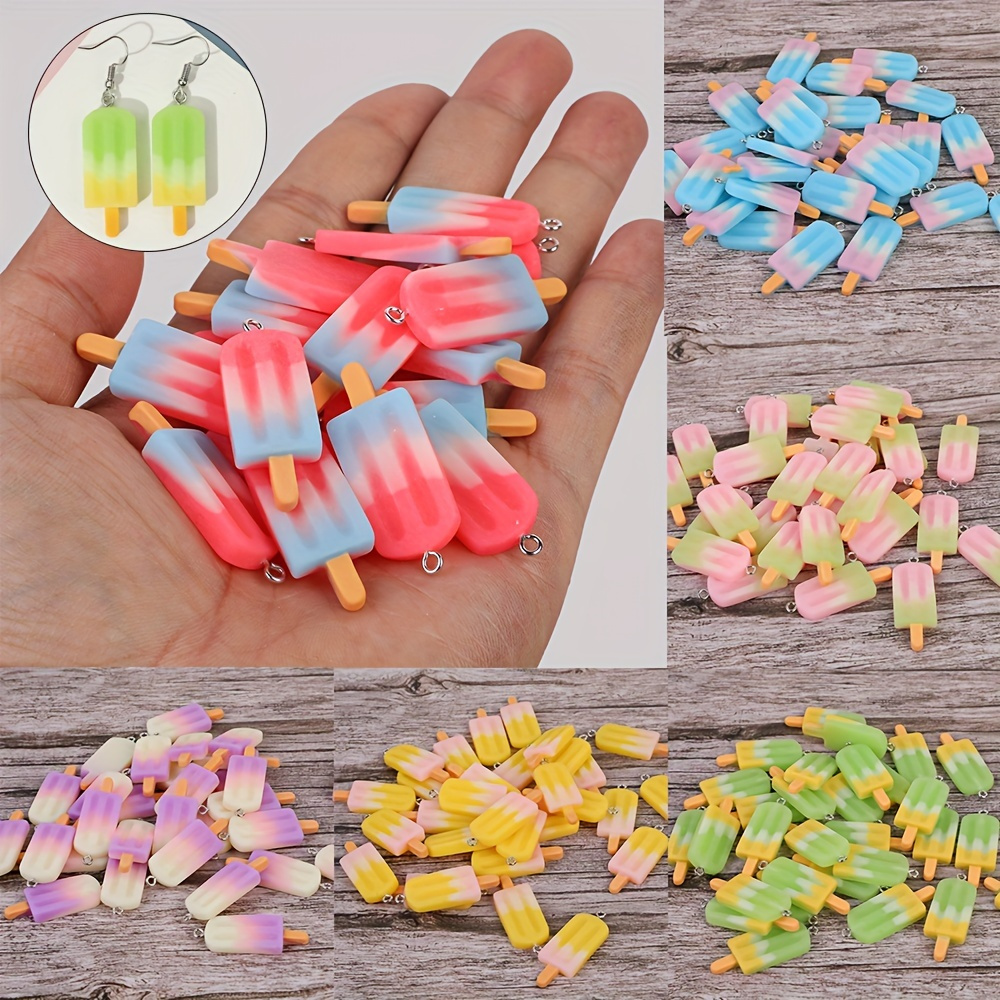 

10/30pcs Cute Resin Popsicle Shape Pendant For Diy Bracelet Necklace Earrings Key Chain Mobile Phone Chain Anklet Holiday Party Gift Jewelry Accessories