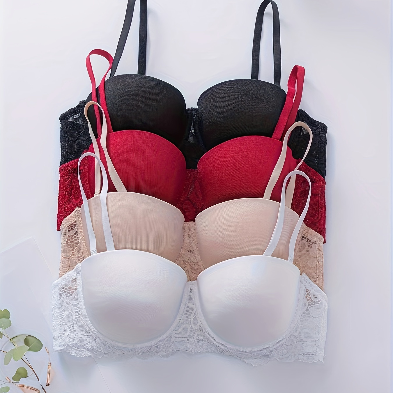 

4pcs Sexy & Comfortable Women's Push-up Bras - High Support, Non-removable Pads, Nylon , Hand Washable