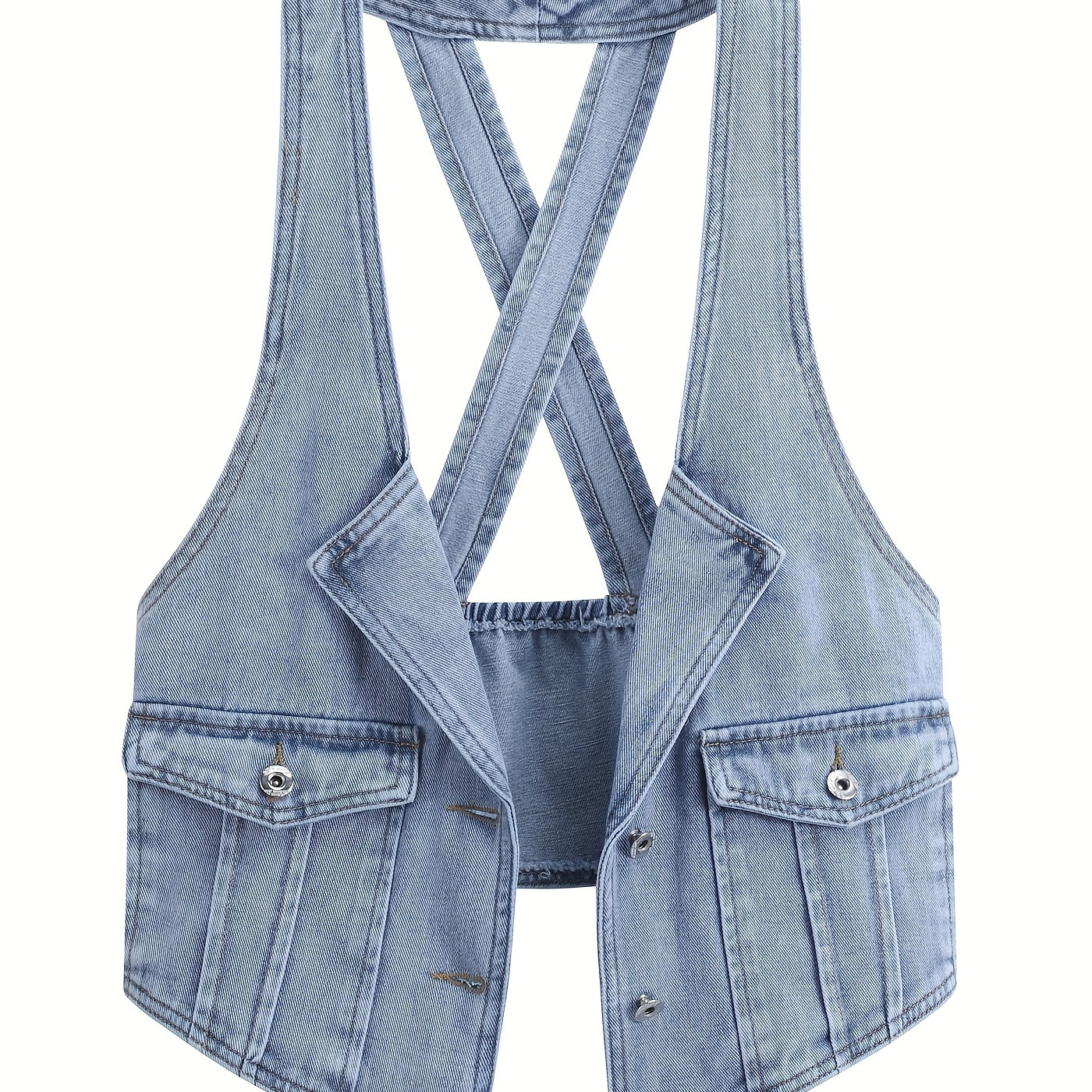 

Women's Plus Size Denim Vest, Fashionable Sleeveless Plain Washed Blue Jacket, Casual Style For Spring/summer Season - Perfect For Fall & Winter