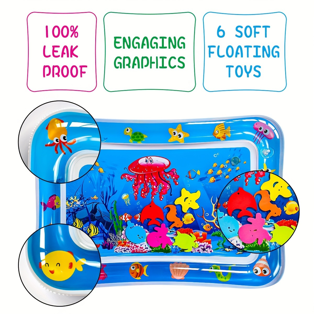 1pc Inflatable Water Pad, Water Game Pad, Game Mat, Ocean Animal Funny Water Tummy Time Mat