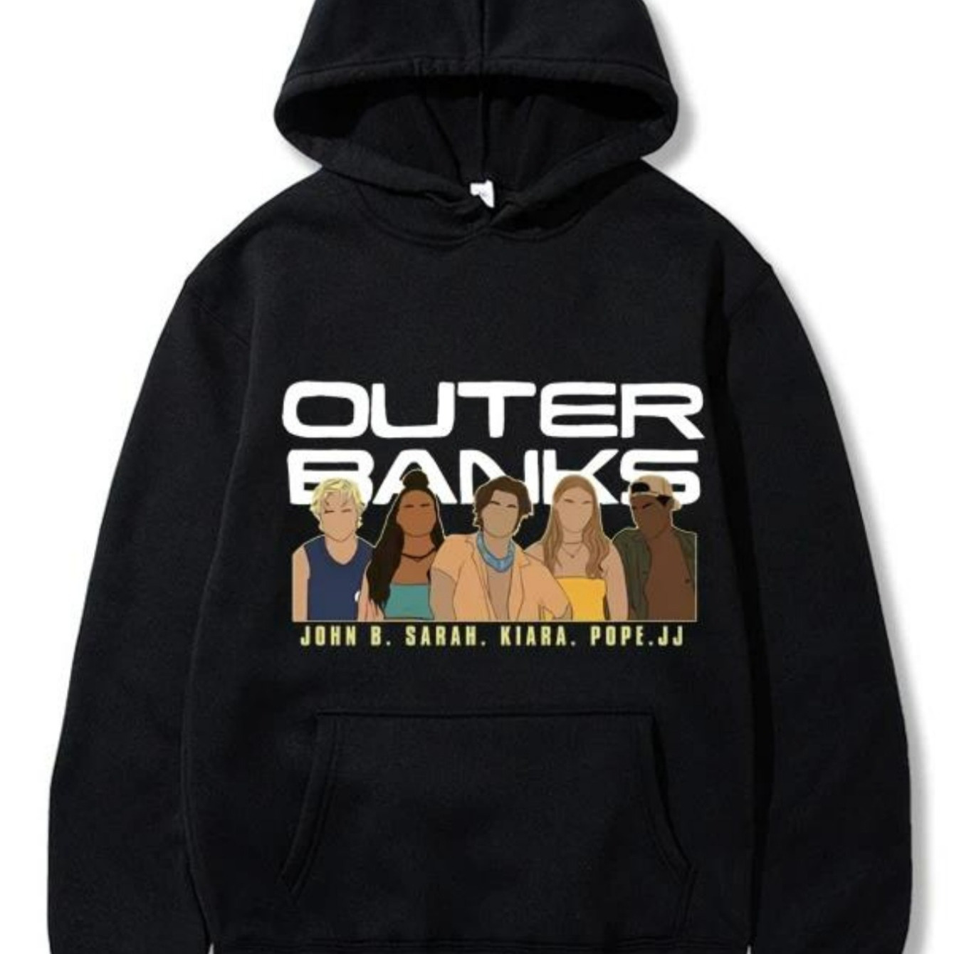 1pc Men'S Outer Banks Graphic Hoodie - Cotton Blend, Long Sleeve Pullover with Alphabet Print, Regular Fit, Hooded Collar & Kangaroo Pocket - Casual Knit Fabric for FallWinter, Machine Washable