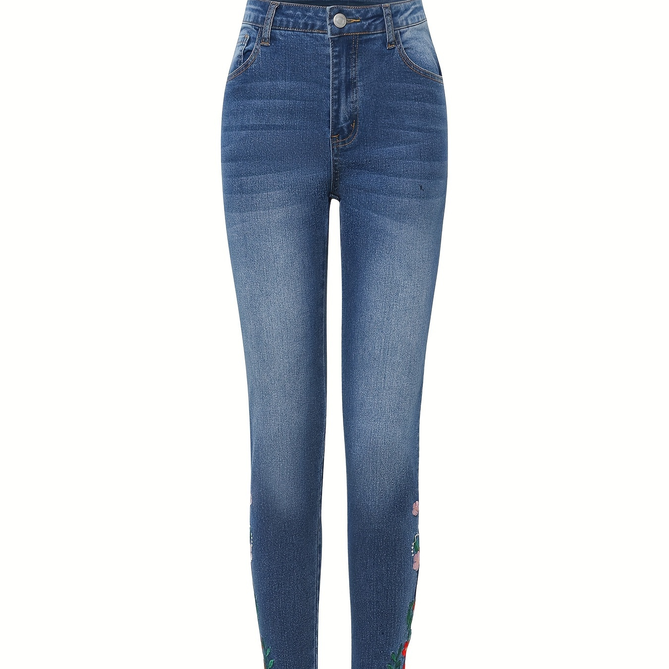 

Jean Slim Taille Basse Lavé, Brodé De Motifs Floraux, Vêtements En Jean Et Pantalons Pour Femmes