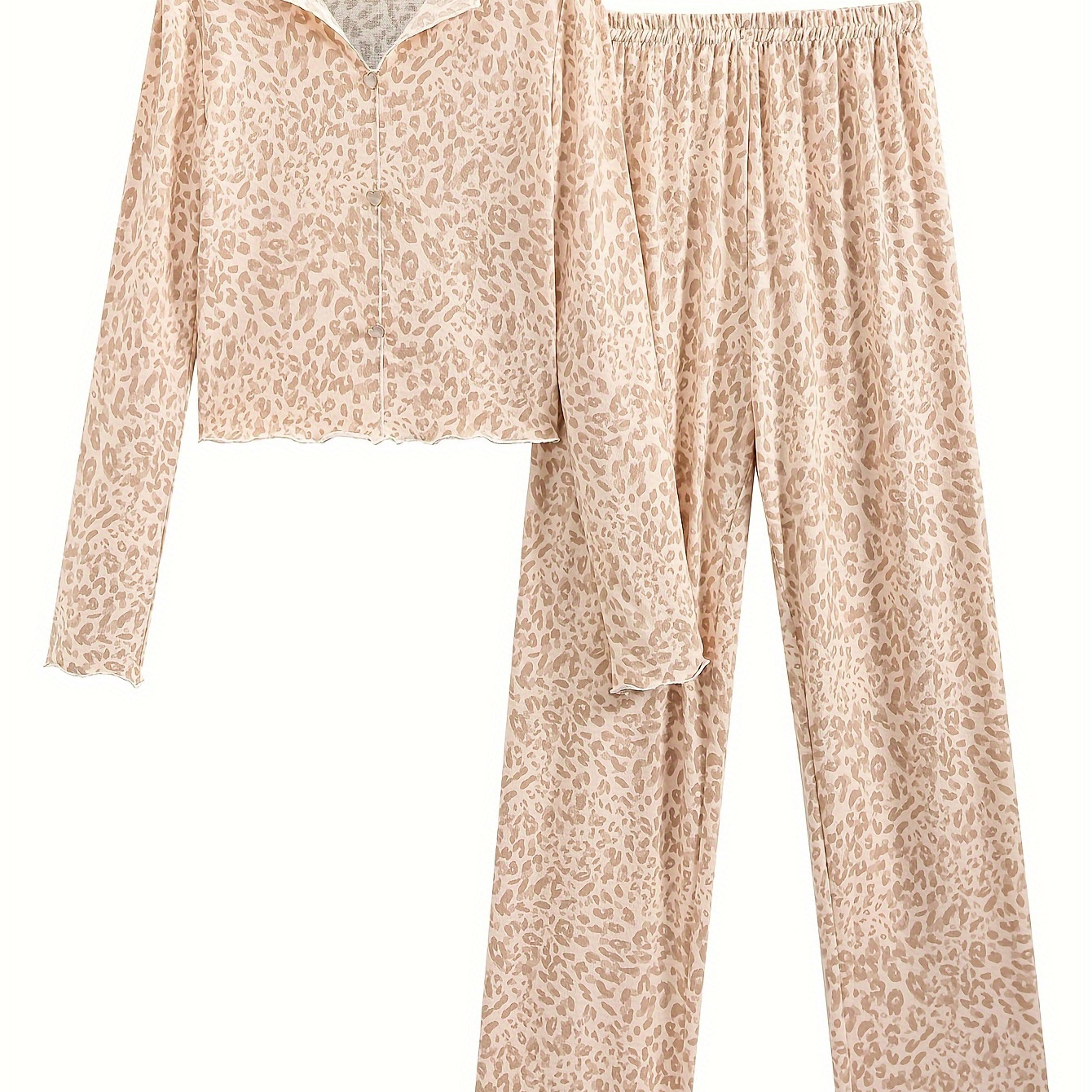 

Set - Elastane, V-, Long Top And Pants, Comfortable , Pattern Fake ,