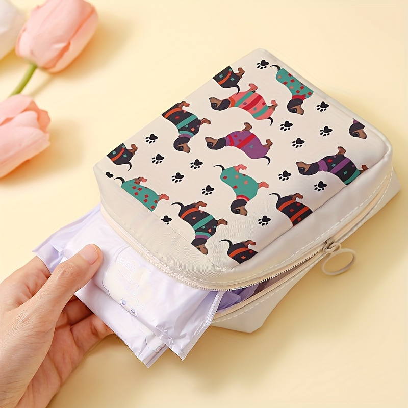 

1 Pcs, Colorful Dog Pattern Portable Sanitary Napkin Storage Bag, Candy Items Mini Storage Bag, Lightweight Multifunctional Organizer