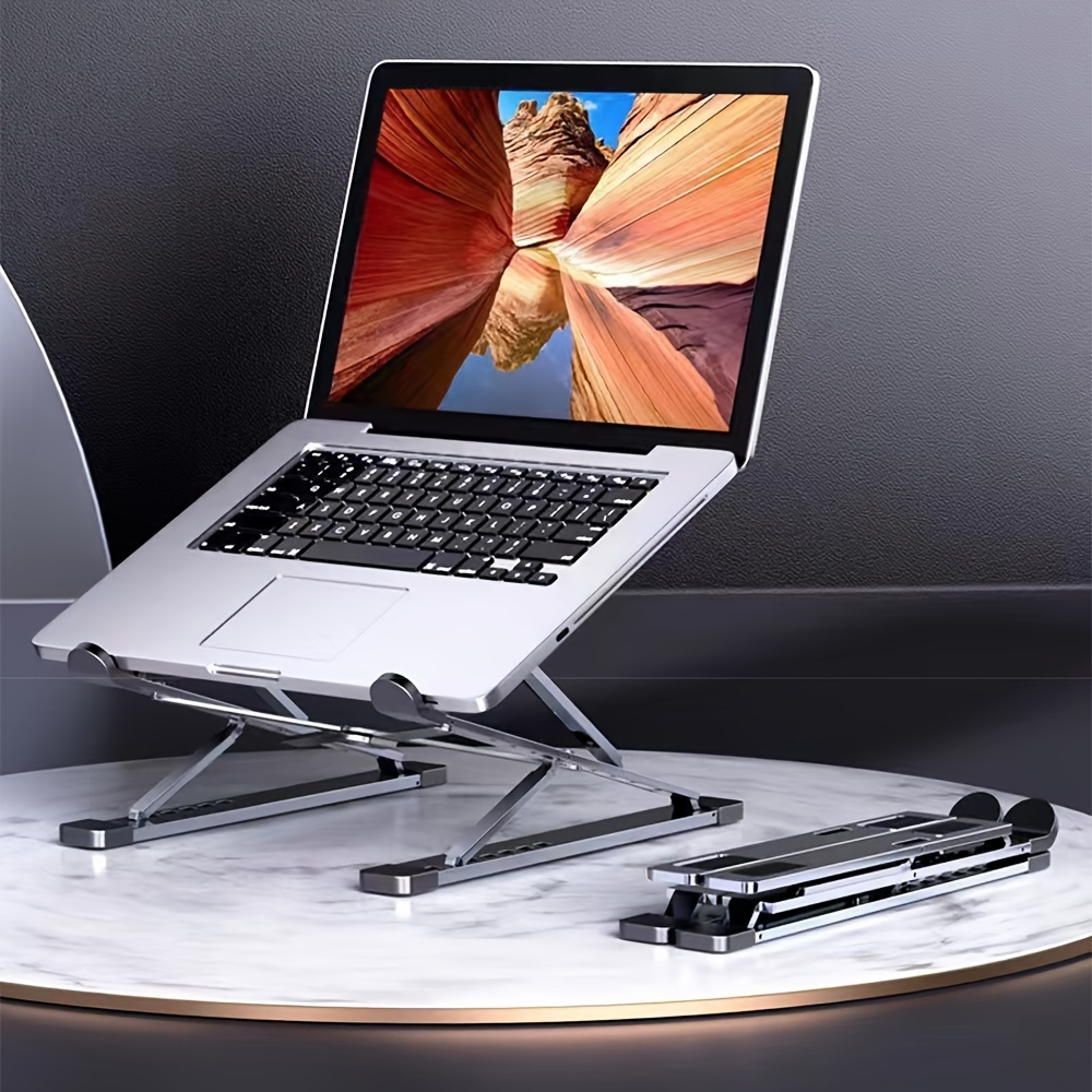 

1pc Laptop Bracket Desktop Flat Release Tray Double-layer Heightening Aluminum Alloy Hover Liquid Golden Heat Dissipation Game Book Support Rack