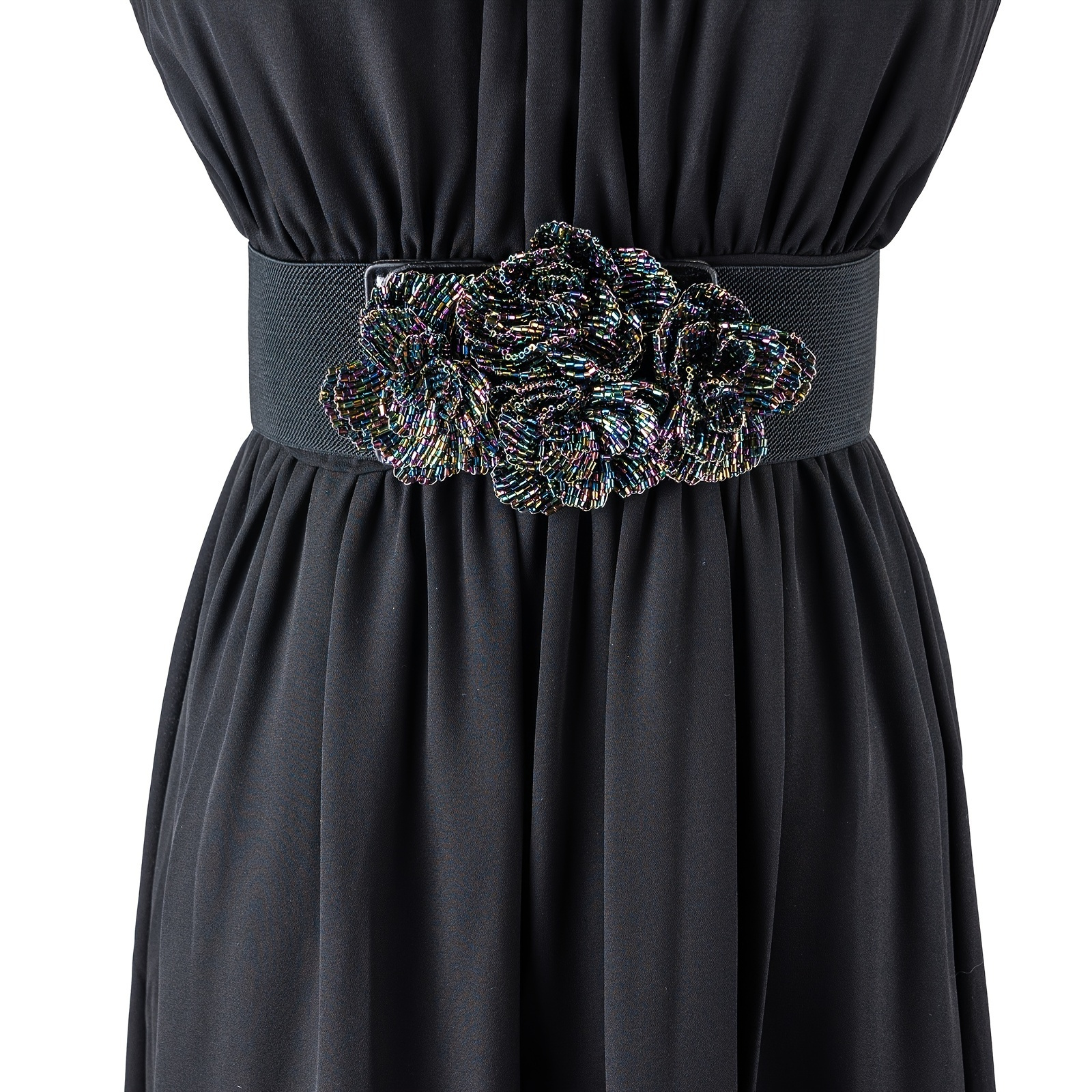 vintage bohemian elastic belt handmade beaded 3d flower - Temu