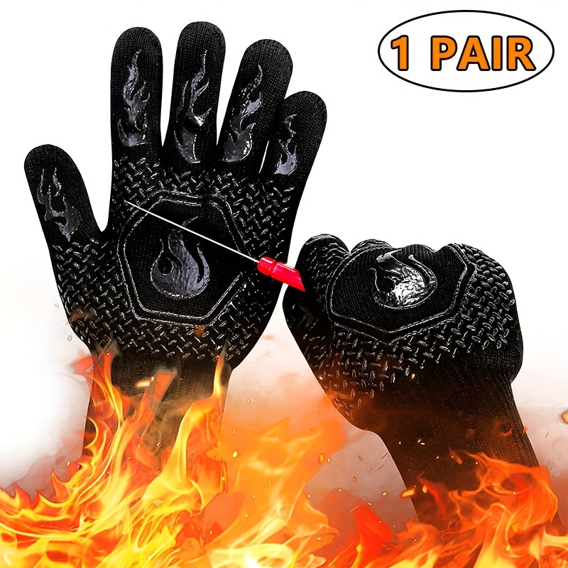 Guantes de parrilla para barbacoa, resistentes al calor, 1472 °F, par de  guantes largos de silicona antideslizantes y lavables, resistentes a altas