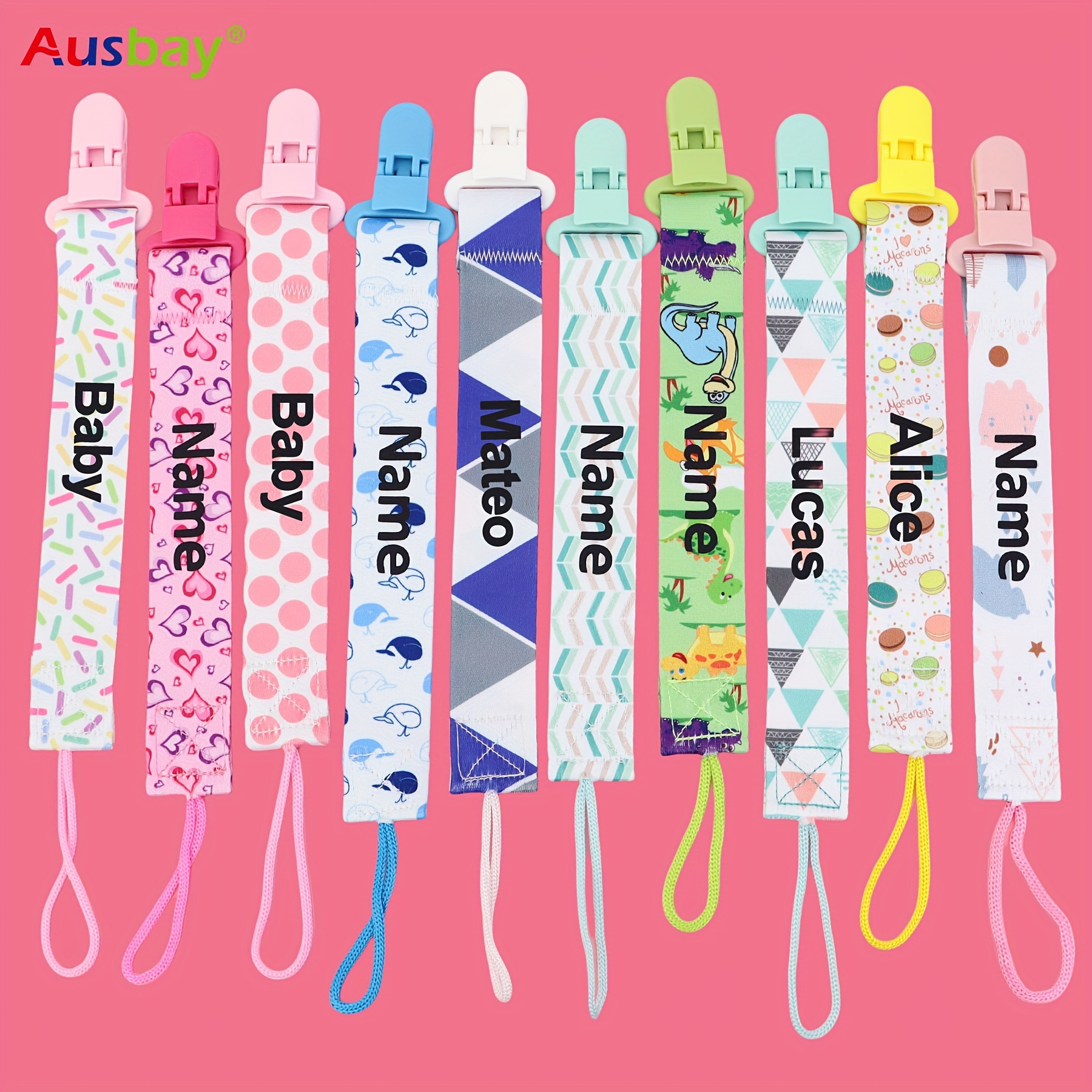 

1/4 Piece Personalized Baby Pacifier Clips - Cute For Boys & Girls, Universal Fit Soothing Holders, Perfect For Halloween, Baptisms, Thanksgiving & Christmas Gifts By Ausbay
