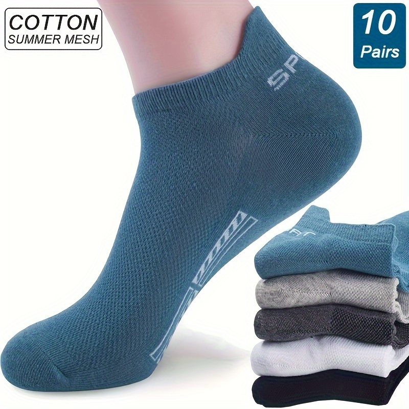 

10pairs/set Men's Thin Breathable Mesh Comfortable Ankle Socks, Sports Socks For Summer