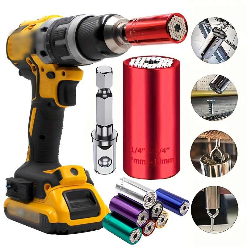 Right Angle Drill Adapter Attachment Cordless 90 Degrees Drilling Extension  Chuck Aluminum Alloy 8mm Shaft Electric Drill Extension Tool(1pc, Bl -t