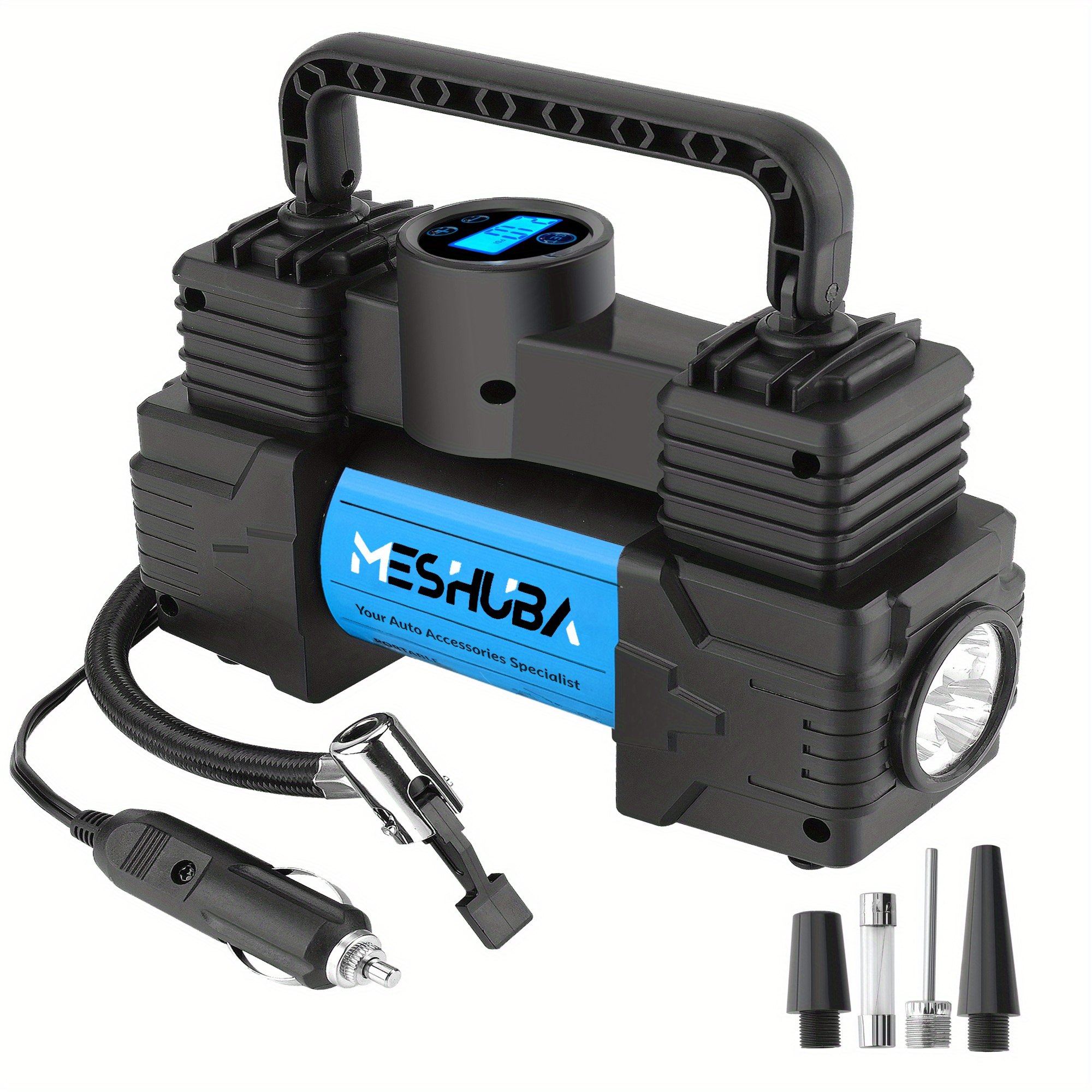 120W Portable Car Air Compressor with LED Light Temu Automotive