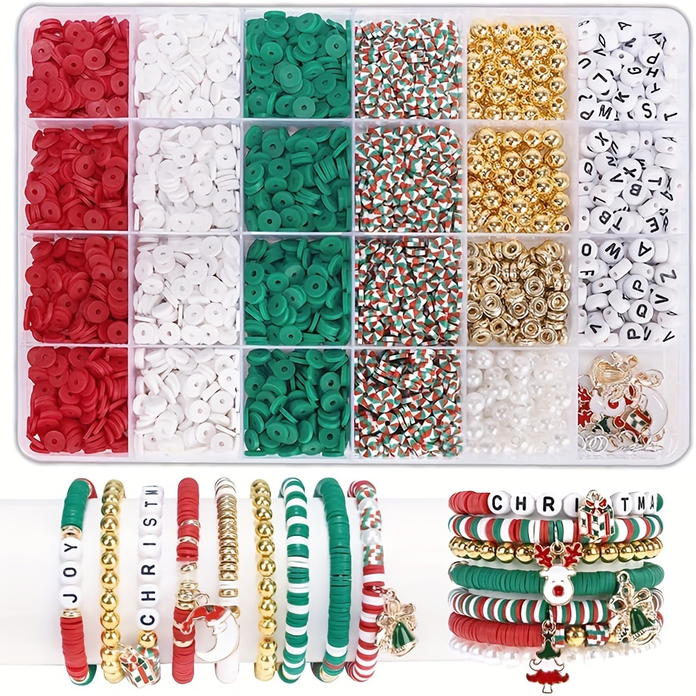 

Kit de fabrication de bracelet d' de Noël avec perles en acrylique et douce, ensemble de bijoux artisanal avec charmes alphabétiques, style party, pas de source d'alimentation - Cadeau pour