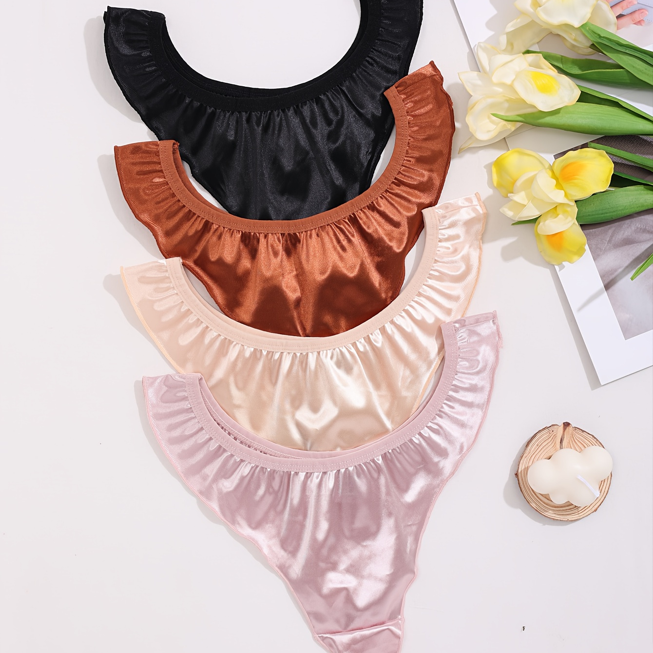 4pcs Oil Colored Thong Set