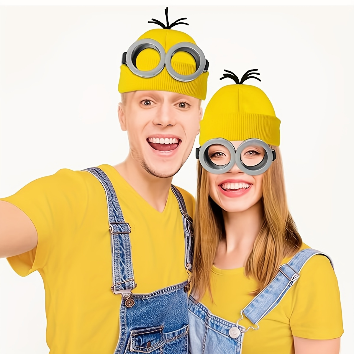 

D Exceed 3pcs Costume Set - Cartoon Character Inspired Goggles, Yellow Beanie & Gloves For Men And Women - Perfect For Cosplay Parties & Themed Events