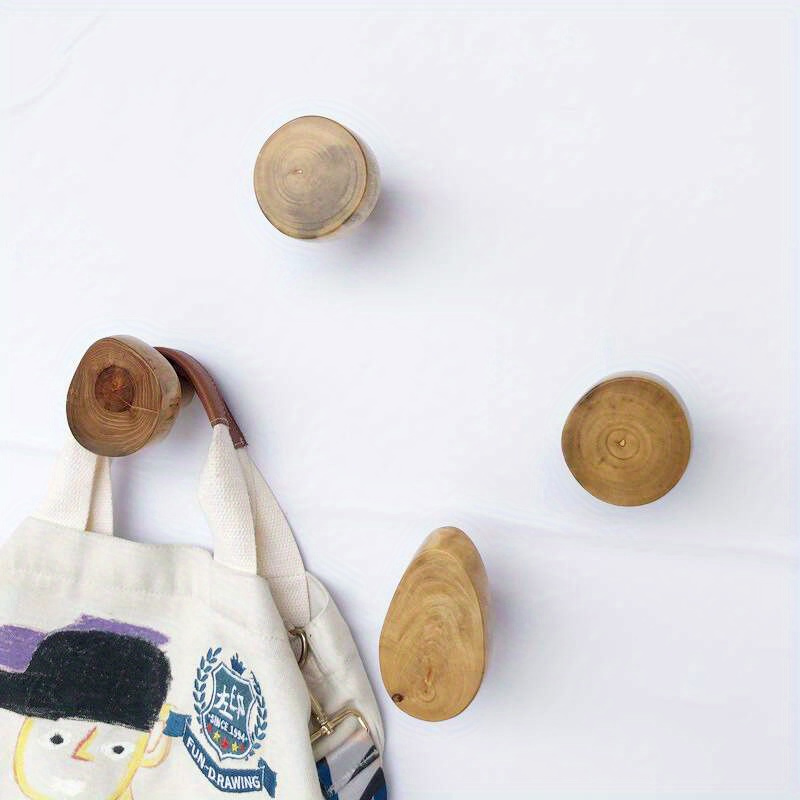 

4pcs Simple Wooden Hook, Wall-mounted Creative Hanger, Multi-functional Hook For Hanging Clothes Towel And Robe, Bathroom Accessories, Home Decorations