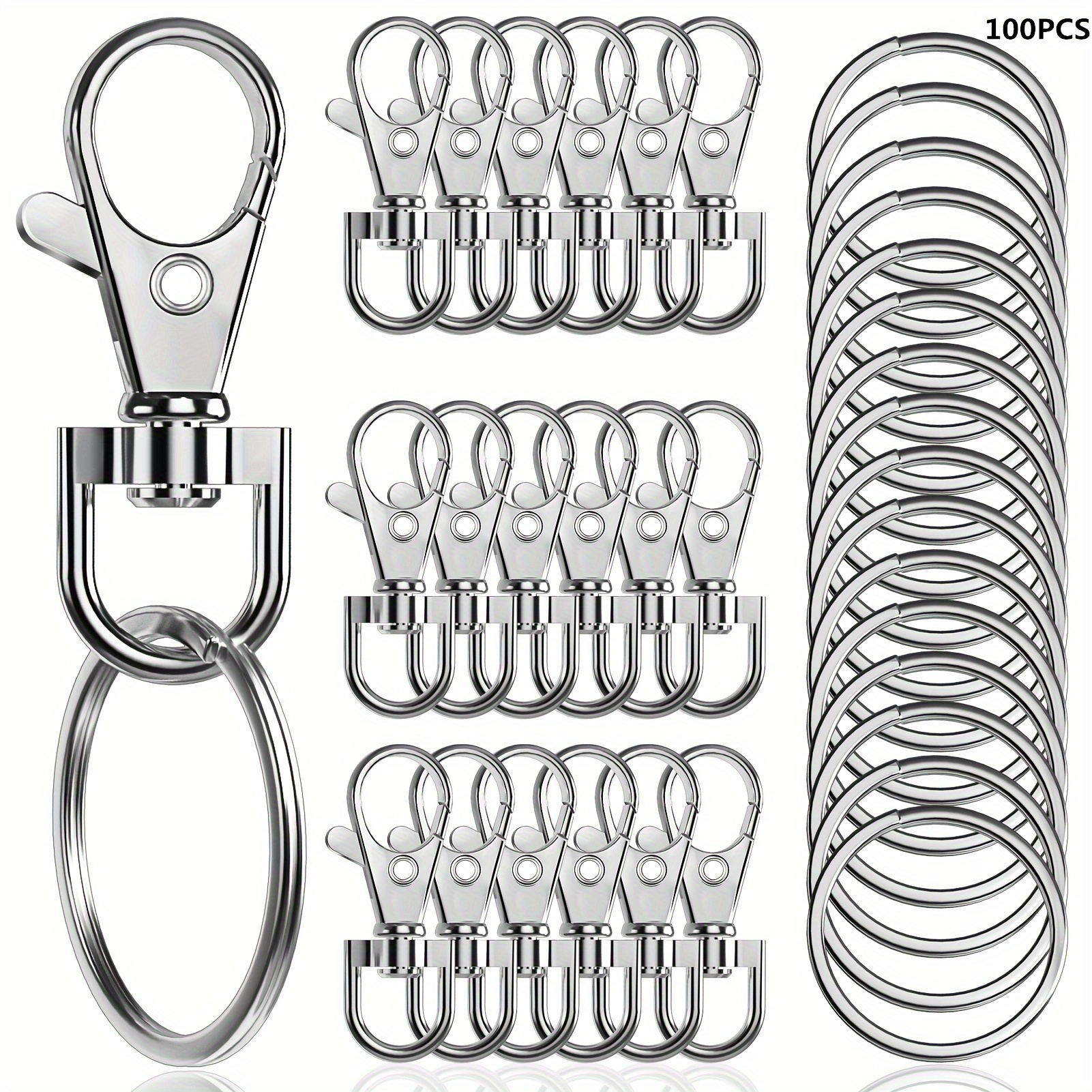 

100pcs 1.38inches/35mm Premium Metal Lanyard Keychain Hooks Lobster Clasps For Key Jewelry Making, 50 Pcs Lanyard Lobster Clasps Hooks And 50 Pcs Key Rings