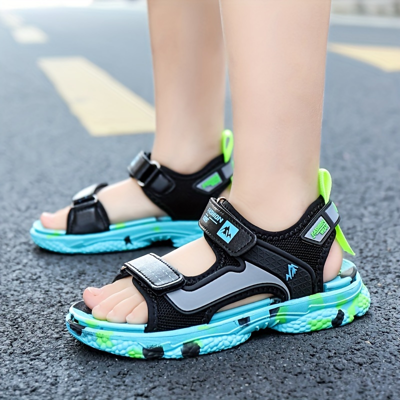 

Trendy Cool Open Toe Sandals For Boys, Breathable Non-slip Sandals For Indoor Outdoor Beach Vacation, All Seasons