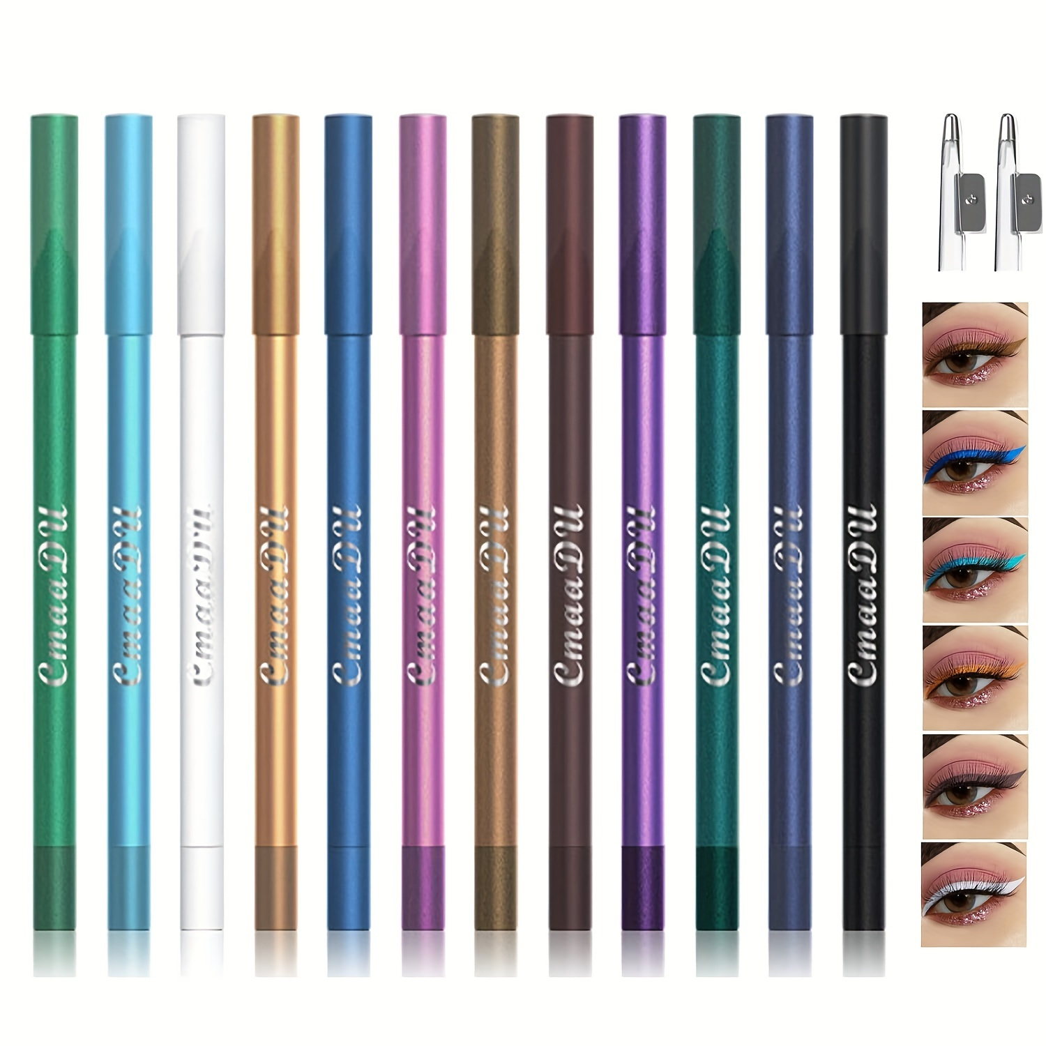 

Waterproof Eyeliner Pencil Set With Matte Long-lasting Eyeliner Pencil, 12-color Eyeliner Pencil Pearly Metallic Pencil Glitter Eyeliner Pencil Set And Professional Multicolor Lip Liner Pencil
