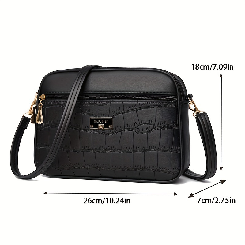 

Fashionable Crocodile Skin Lady's Crossbody Bag With Adjustable Shoulder Strap And Zipper Closure - Pu Material, , Lightweight, And Water Resistant