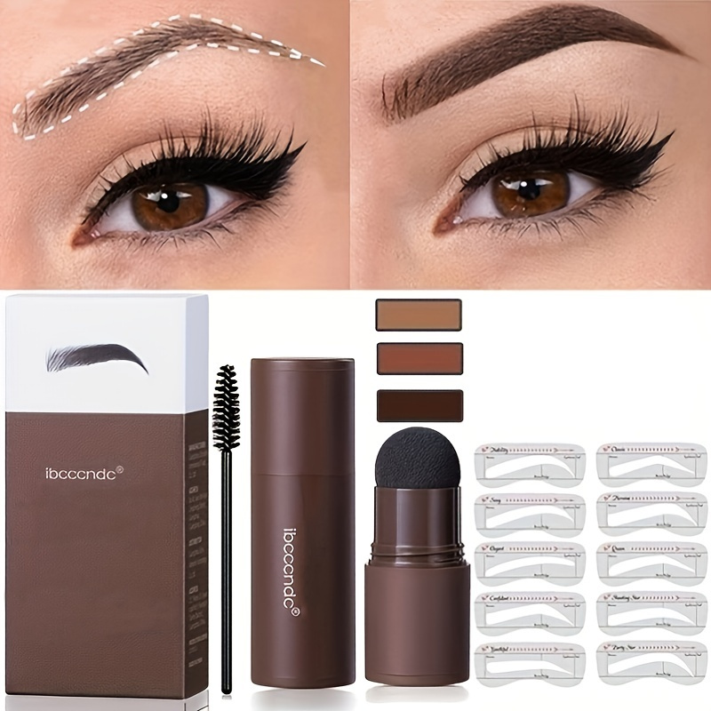 

Eyebrow Shaping Kits, Eyebrow Powder Stick + Eyebrow Stencil + Eyebrow Brush, Long Lasting Eyebrow Enhancers Styling Sets