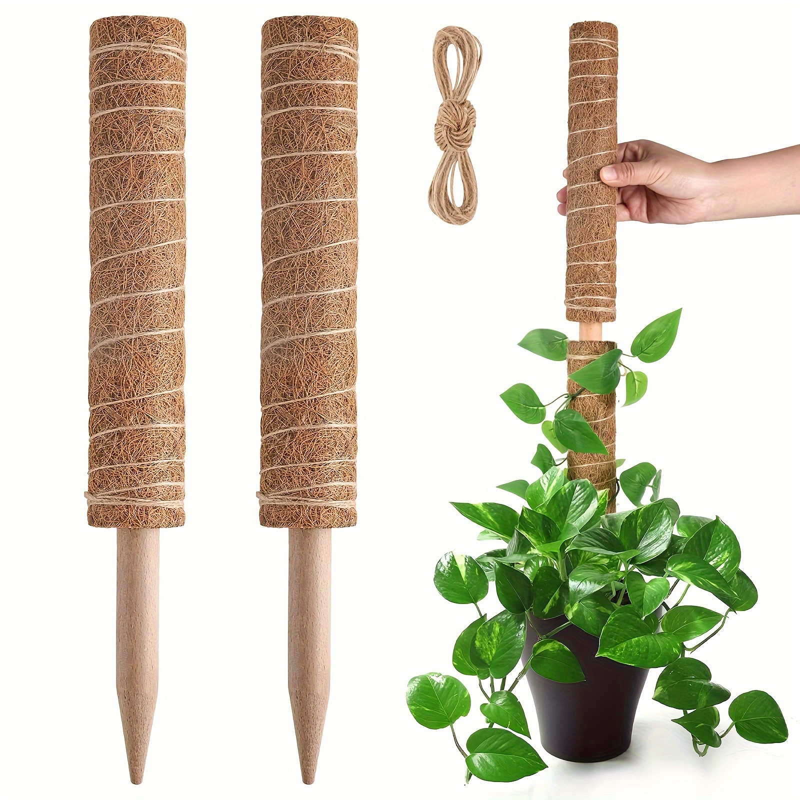

2 Packs Moss Rods, Moss Rods For Plant Support Extension, Coconut Shell Totem Pole Plant Support Bracket, Climbing Indoor Creeper Plant Support Extension