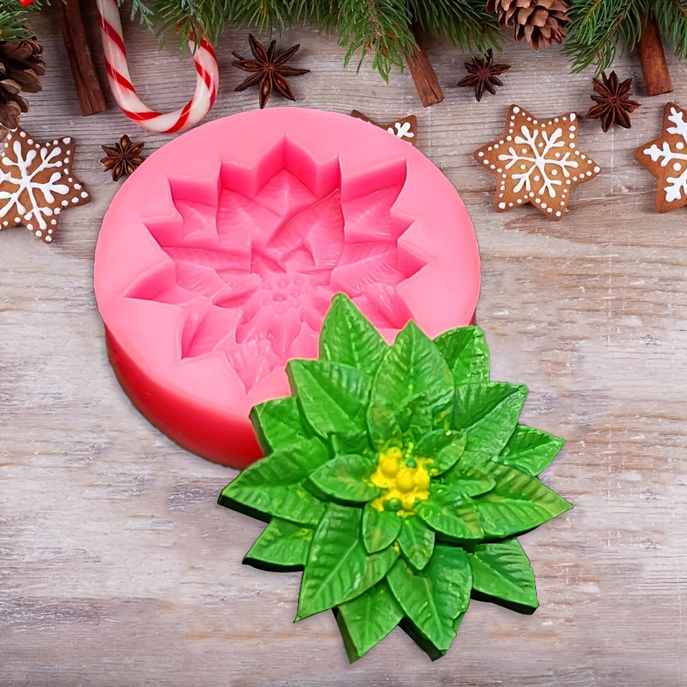 6Pcs Christmas Fondant Molds Set, Mini Xmas Fondant Molds Snowflake  Chocolate Candy Soap Cake Mold Christmas Tree Reindeer Holly Leaves Baking