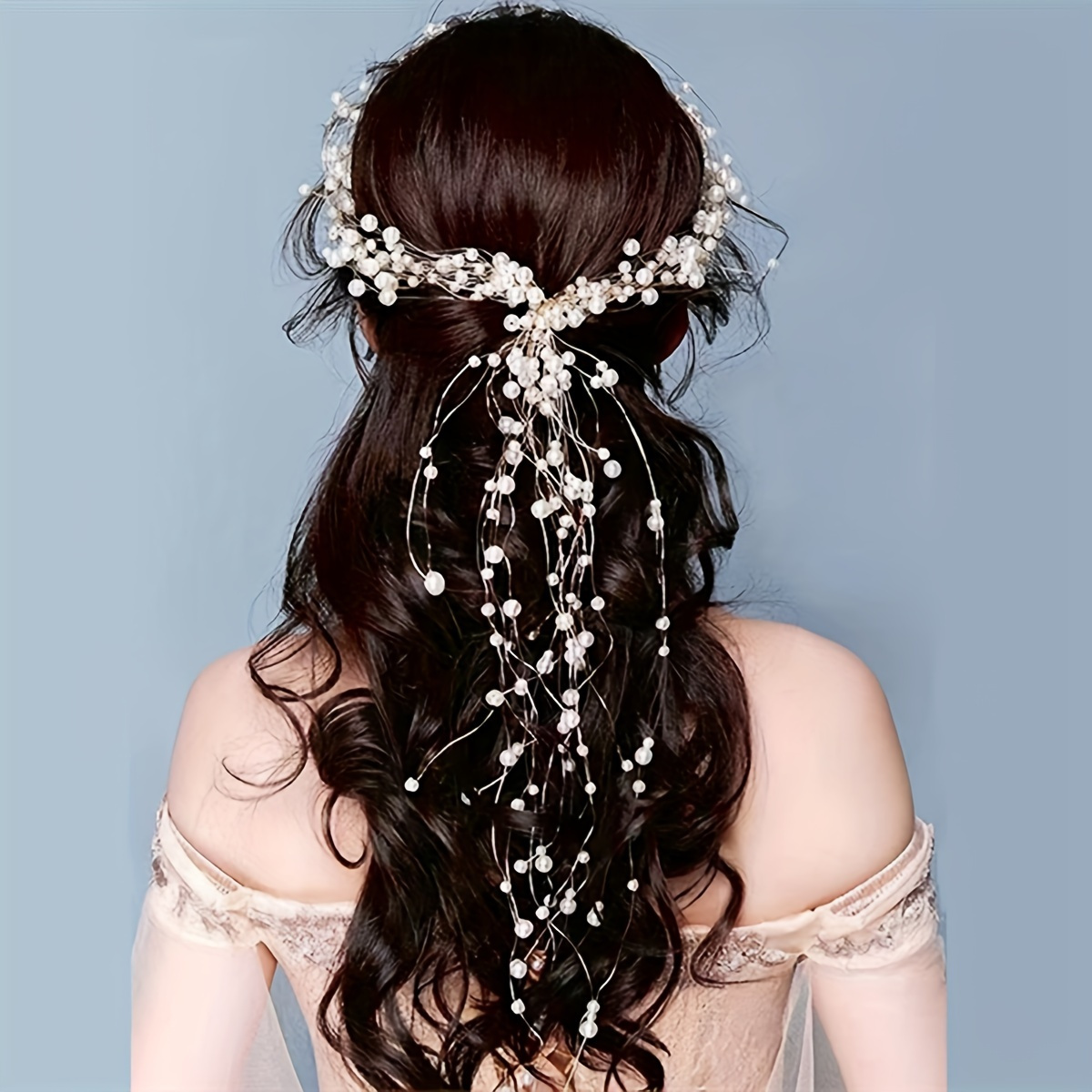 

5pcs Elegant Faux Pearl Decorative Head Band With Tassel Chain Vintage Hair Accessories For Women And Daily Use Wedding Banquet Wear