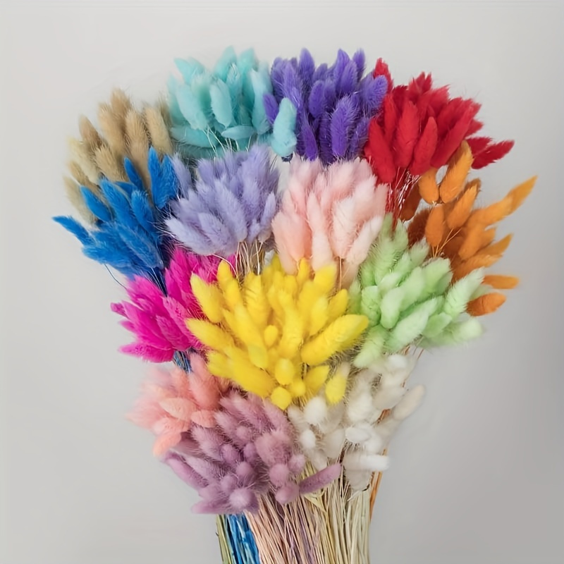 

60pcs Eternal Flower Rabbit Tail Dried Flower Bouquet, Dried Flower Bouquet, Rabbit Tail Setaria Spring Wedding Party Home Decor, Mother's Day Valentine's Day Gift