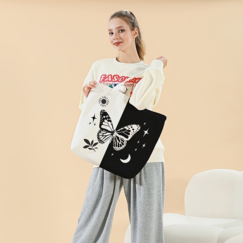 

Butterfly Pattern Tote Bag, Large Capacity Shoulder Bag, Women's Casual Handbag For Work School Shopping