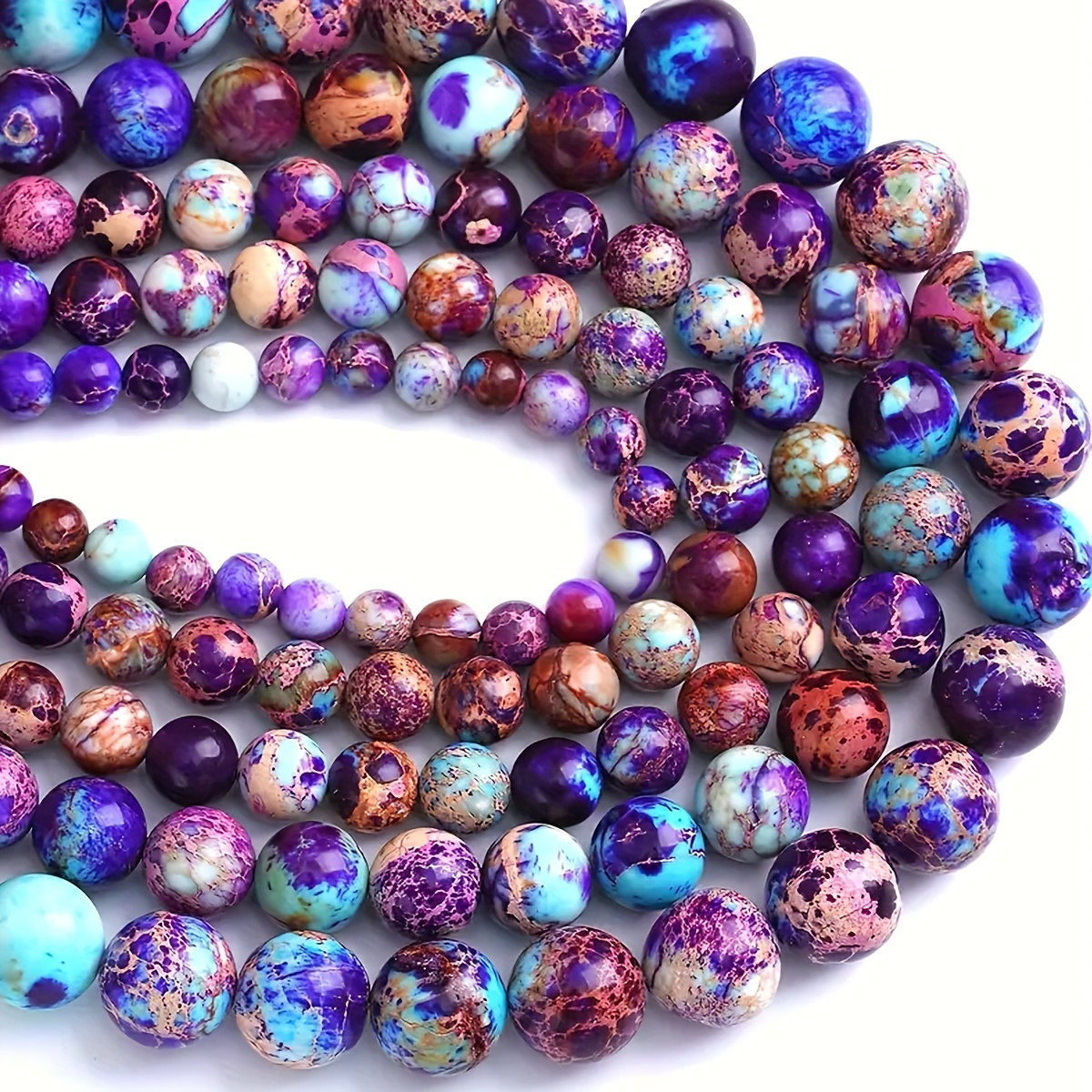 

1string Natural Stone Galaxy Purple Sea Sediment Lmperial Jasper Loose Beads For Jewelry Making Dly Bracelet Necklace