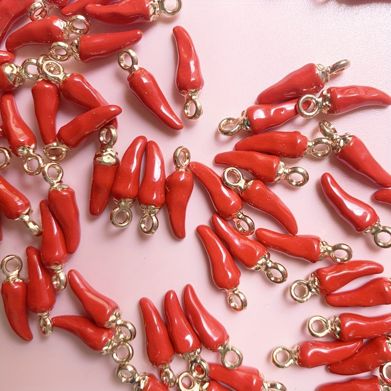 

10pcs Red Pepper Spicy Charms, Zinc Alloy Pendant, For Earrings Necklaces Bracelets Jewelry Making Keychain Diy Handmade Craft Accessories