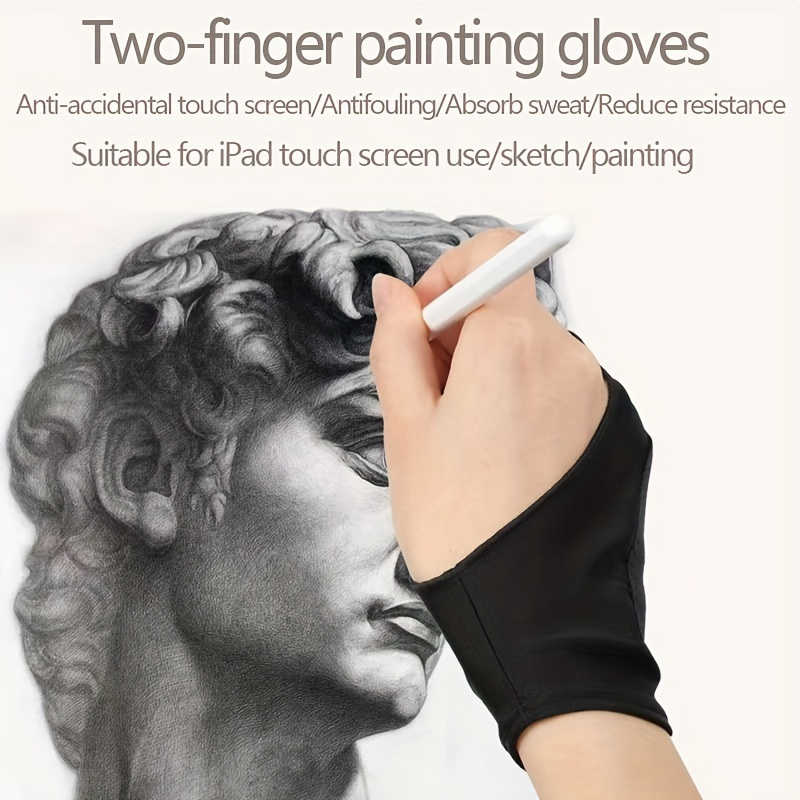 1/2Pcs Two-fingers Breathable Artist Anti-touch Glove Drawing Anti-Fouling  XS-L