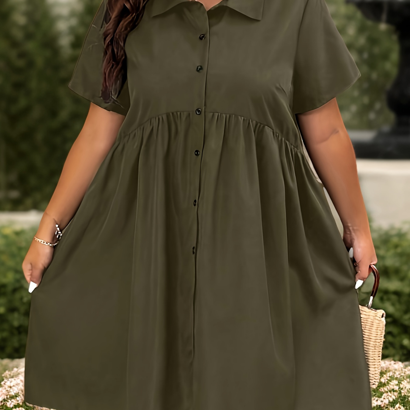 

Loose And Casual Big Size Front Button Doll Skirt