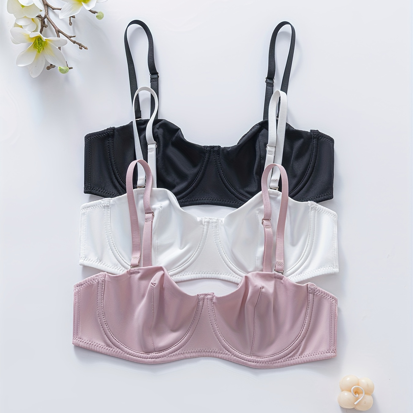 Simple Solid Unlined Bras Comfy Breathable Push Bra Women's - Temu