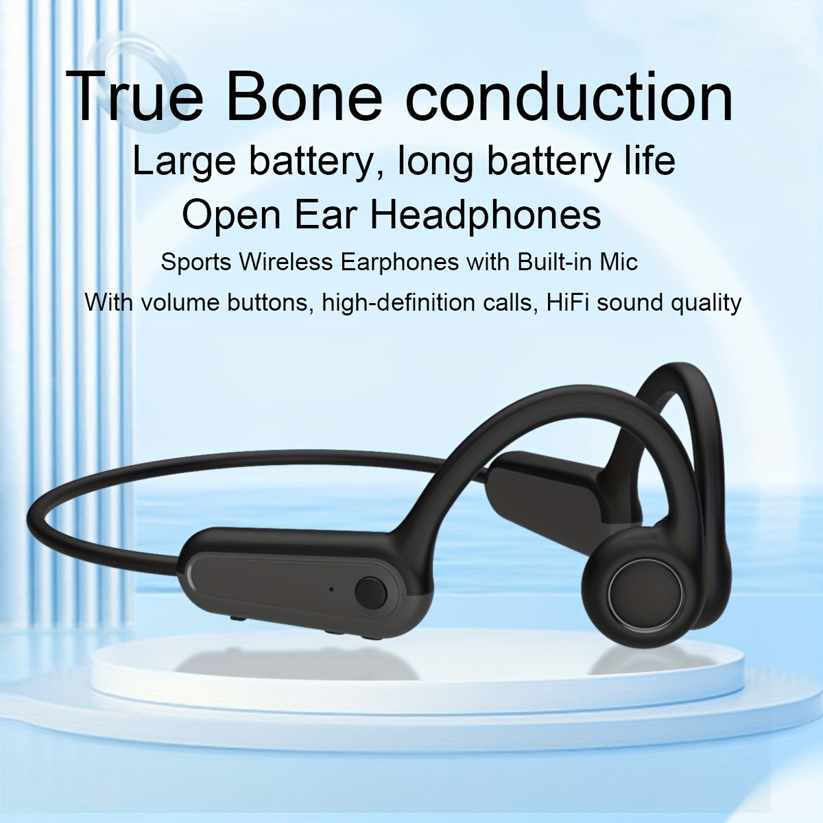 

Bone Conduction Headphones, Open Sports Headphones With Microphone, Sports Headphones Battery Life Long 15 Hours True Wireless Headphones For Running, Workout, Cycling