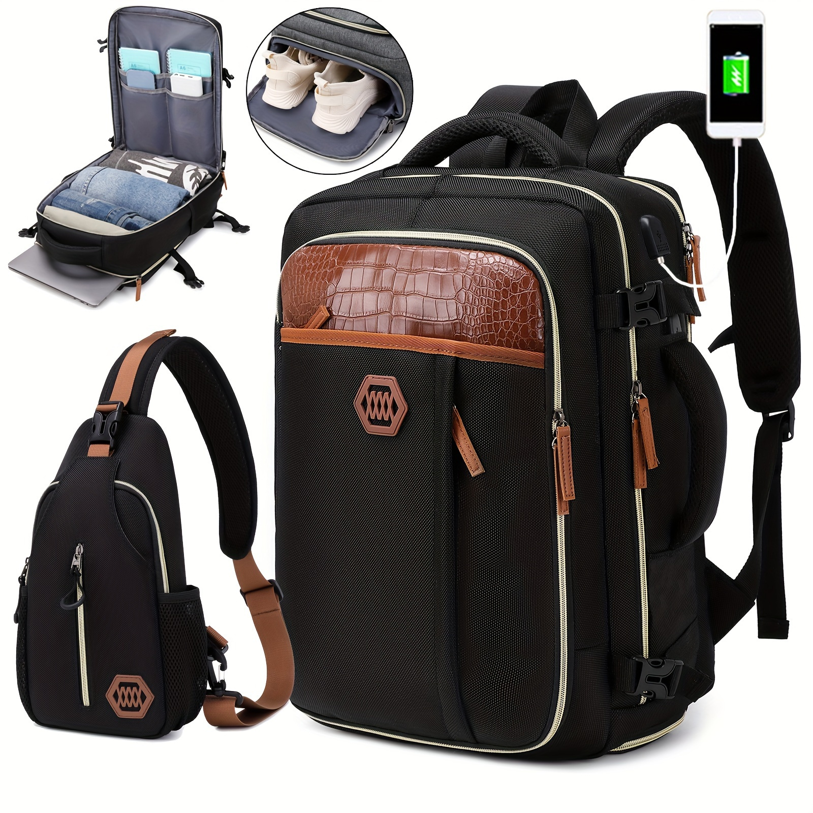 

Multi Layer Computer Backpack, Airline-approved Travel Luggage Bag, Business Work Schoolbag With Shoes Compartment Chest Bag