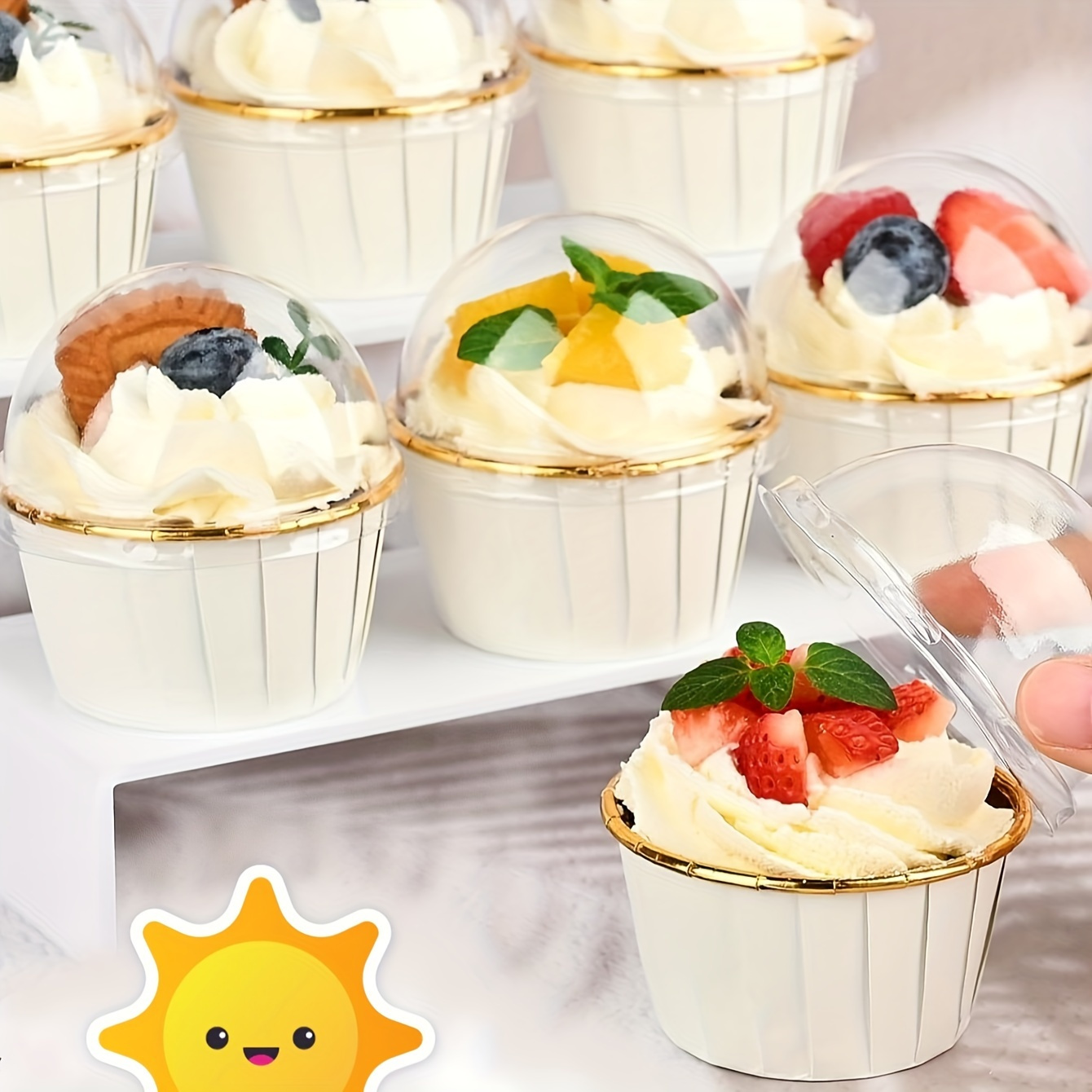

25pcs Foil Cupcake Liners With Lids, 3.5oz Foil Baking Cups Mini Muffin Liners, Disposable Muffin Tins Muffin Cups, Sturdy Baking Tins Cupcake Cups For Individual Bakery