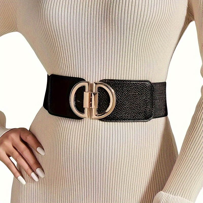 

Golden Buckle Wide Corset Belt Stylish Versatile Vintage Dresses Elastic Belts For Women