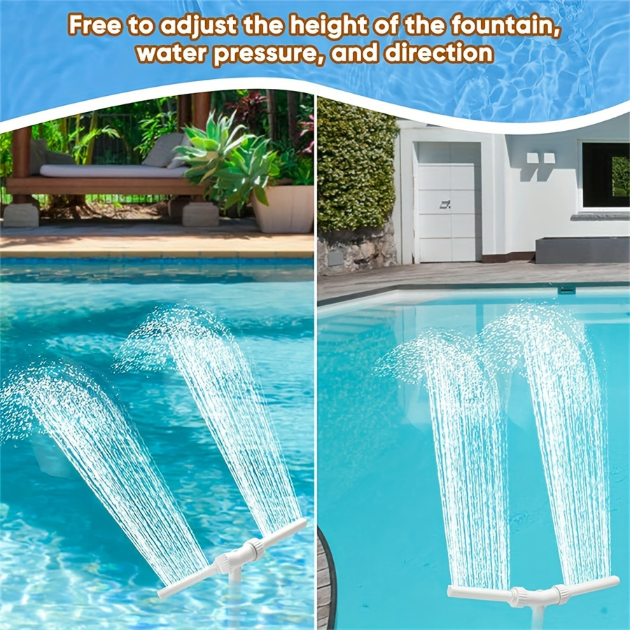 

Adjustable Dual Jet Pool Waterfall Fountain - Plastic Standalone Sprinkler For Swimming Pool Decor, No Electricity/battery Required