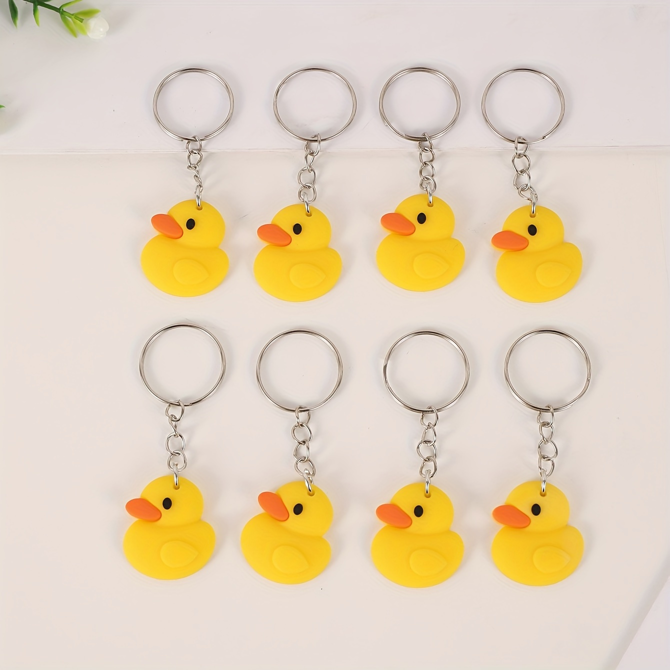 

8pcs Cartoon Duck Keychains, Cute Diy Rubber Ducky Charms, Women's Bag Accessories, Novelty Keyring For Gifts