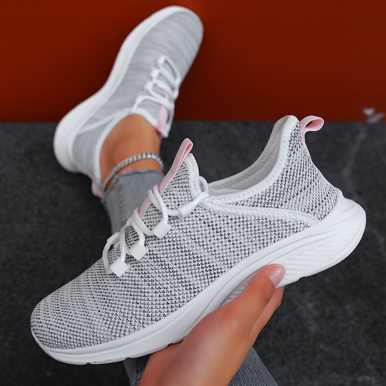 

Women's Flying Woven Breathable Lace-up Casual Running Shoes, Tennis Shoes