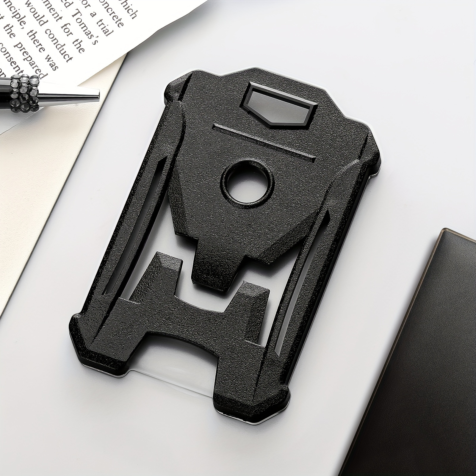 

Heavy Duty Plastic Badge Holder With Lanyard Hole, Multifunctional Tactical Id Card Case With Metal Clip, Cyberpunk Style Universal Work Pass Cover